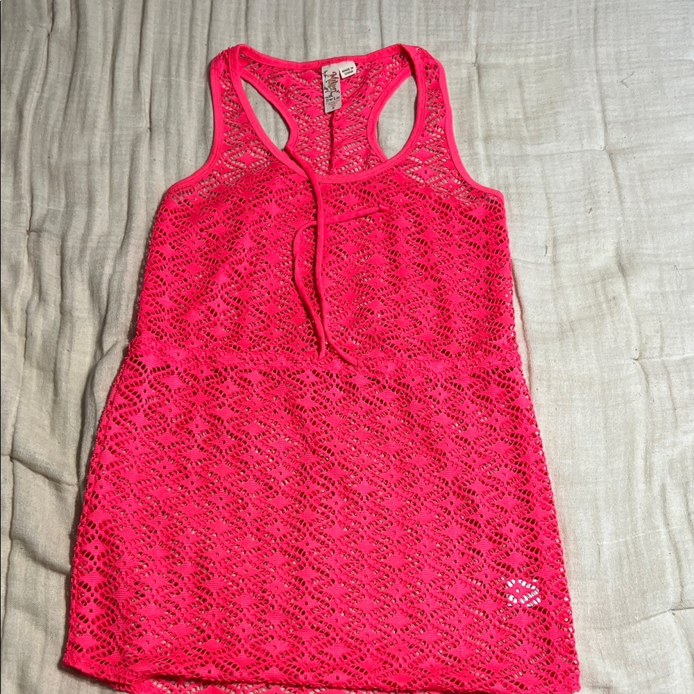 Vibrant Pink Lace cover up dress